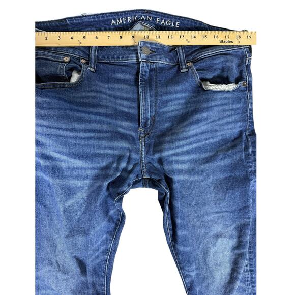 American Eagle Men's Athletic Skinny Jeans, 38x32 - Blue - Picture 5 of 7